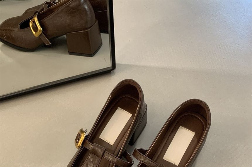 Mary Shoes Chunky Heel Square Toe Jane