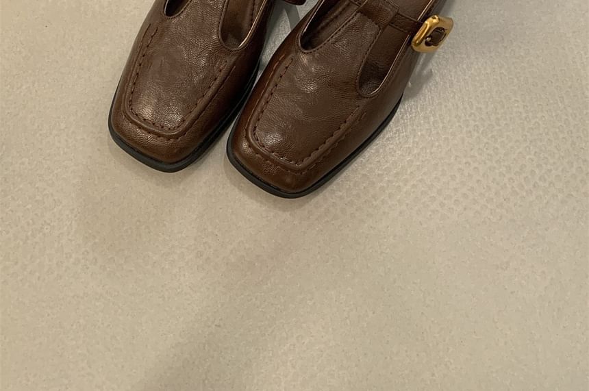 Mary Shoes Chunky Heel Square Toe Jane