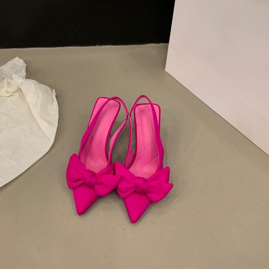 Heel Bow Stiletto Pumps Slingback