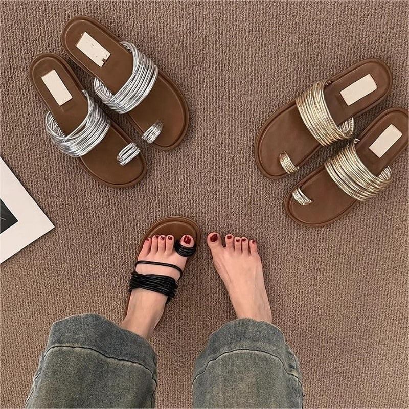 Sandals Slide Loop Flat Toe