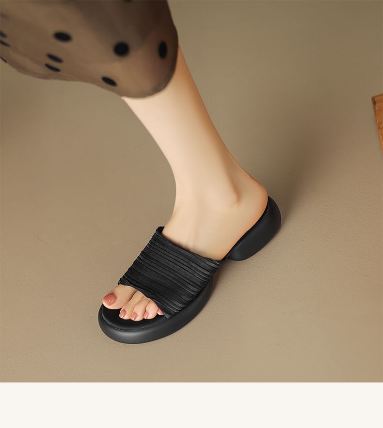 Slide Plain Platform Sandals