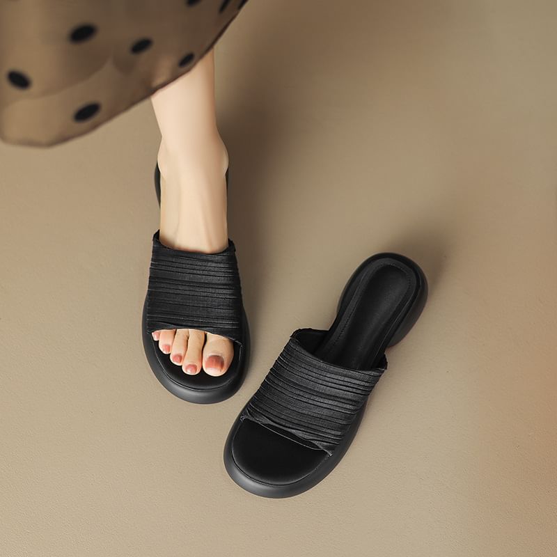 Slide Plain Platform Sandals
