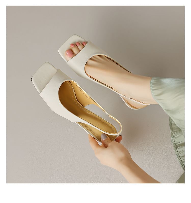 Heel Kitten Sandals Peep Slingback Toe