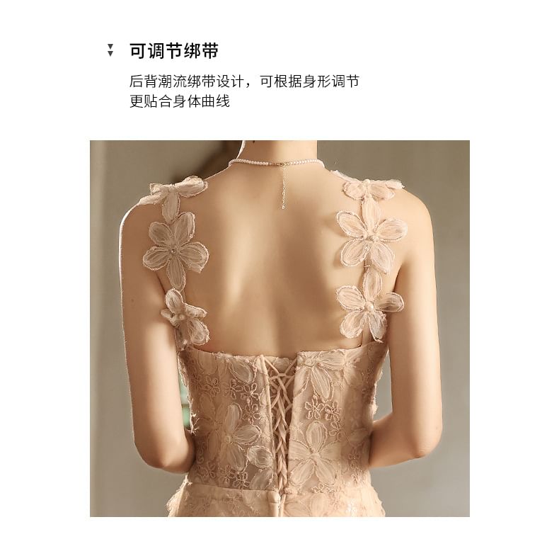 Evening Wide Strap A-Line Gown Floral