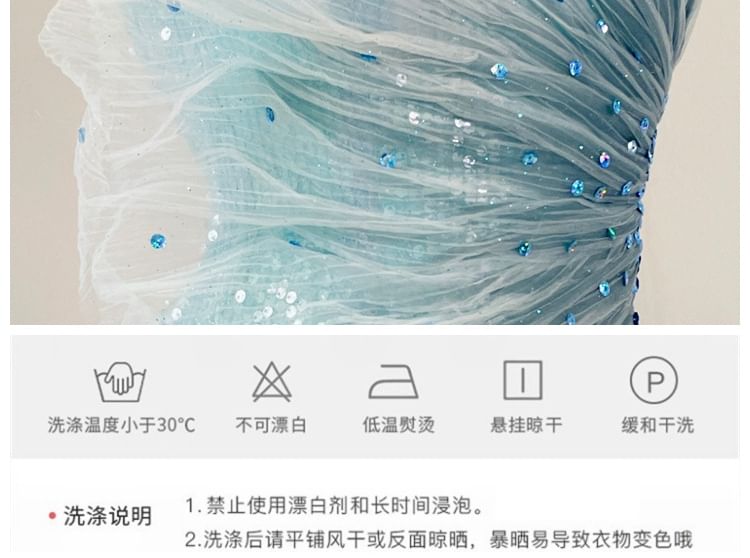 Shoulder Gown Evening Sequined Mermaid Ombre One