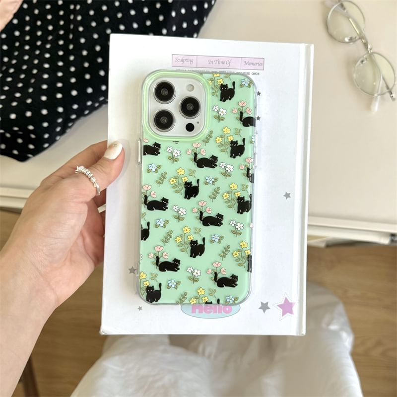Floral Cat Case Phone