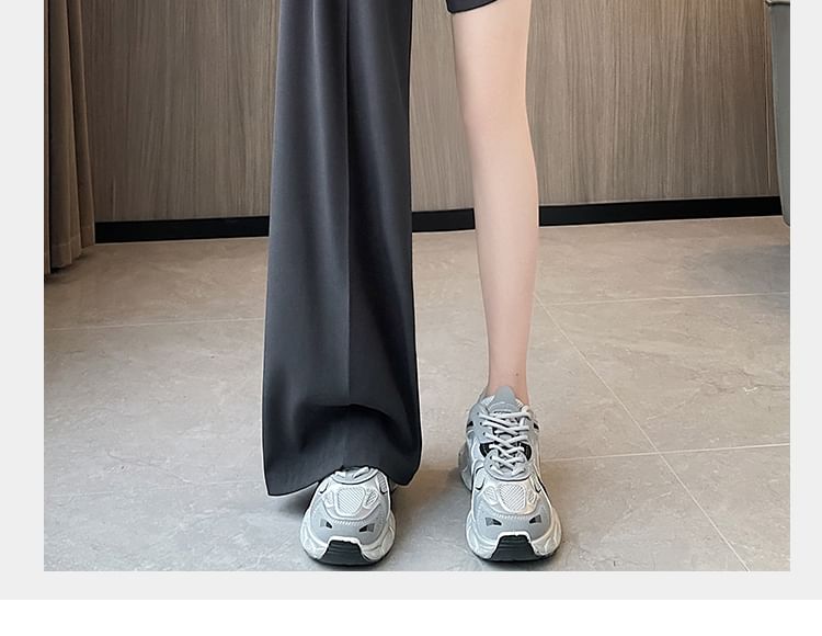 Wide High Rise Leg Lace Slacks Panel