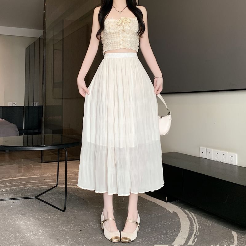 A-Line Midi High Plain Skirt Waist