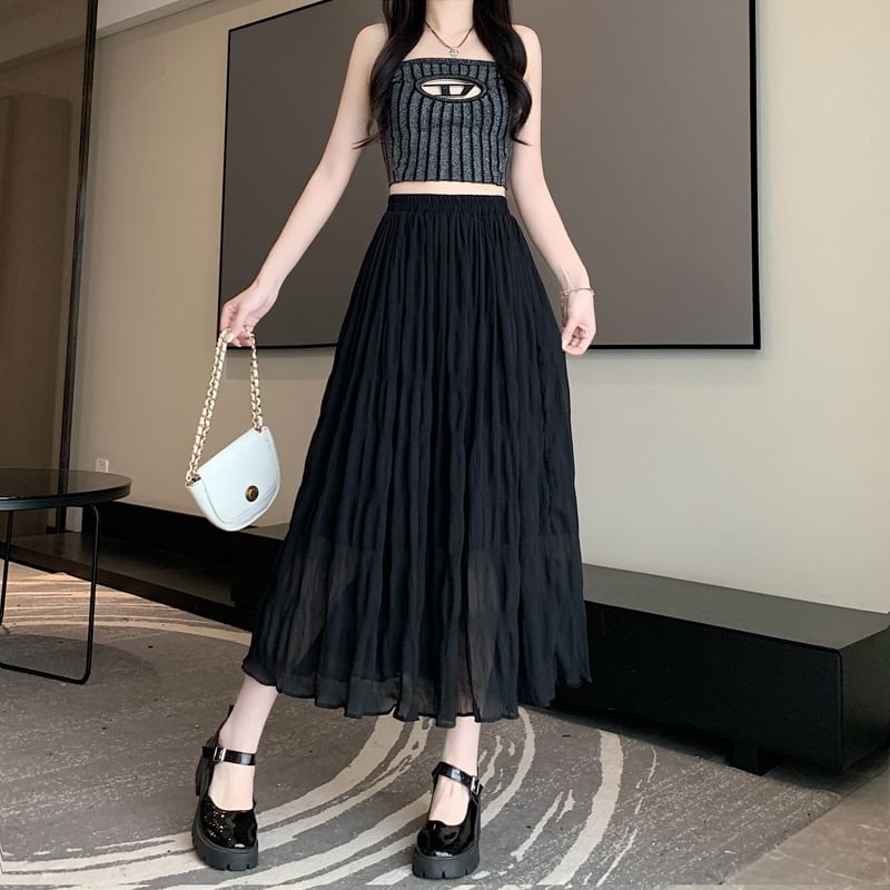 A-Line Midi High Plain Skirt Waist