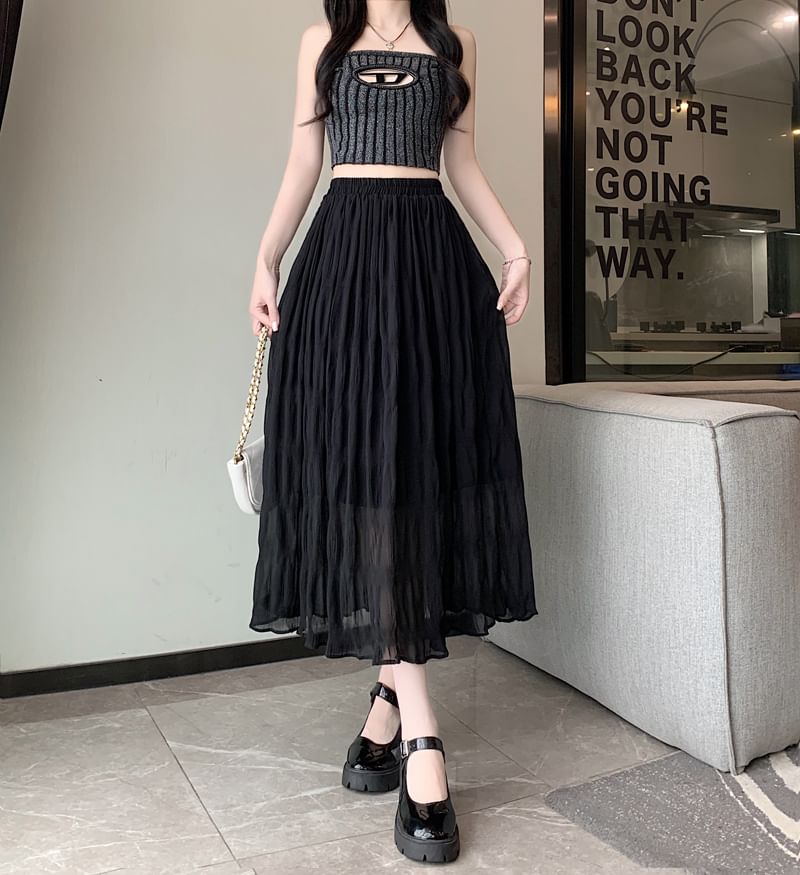 A-Line Midi High Plain Skirt Waist