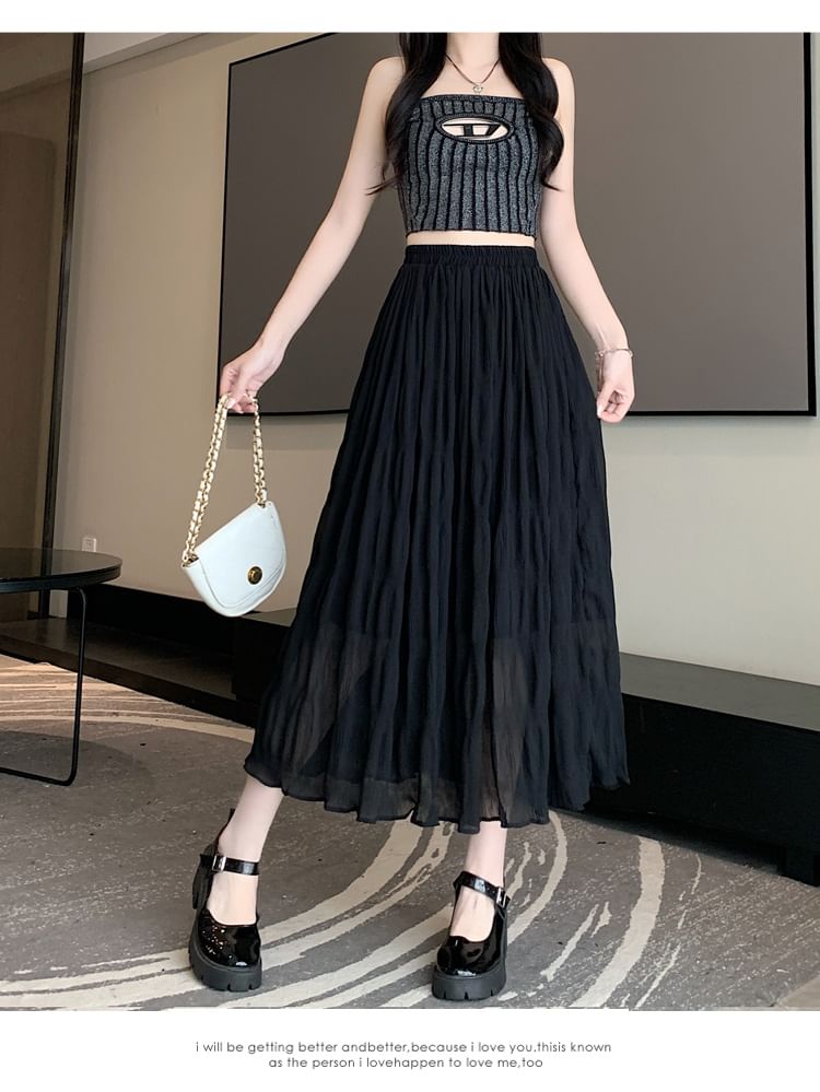 A-Line Midi High Plain Skirt Waist