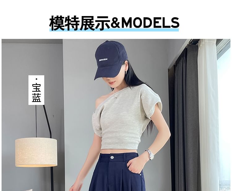 Leg Plain Slacks Wide High Rise (Various Designs)