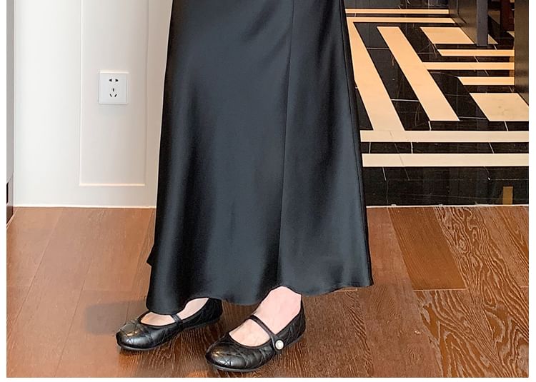 Plain High Ruched Skirt A-Line Waist Midi