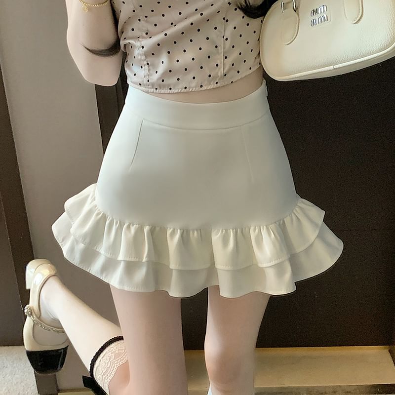 Skirt Ruffle Rise High Pencil Mini Trim