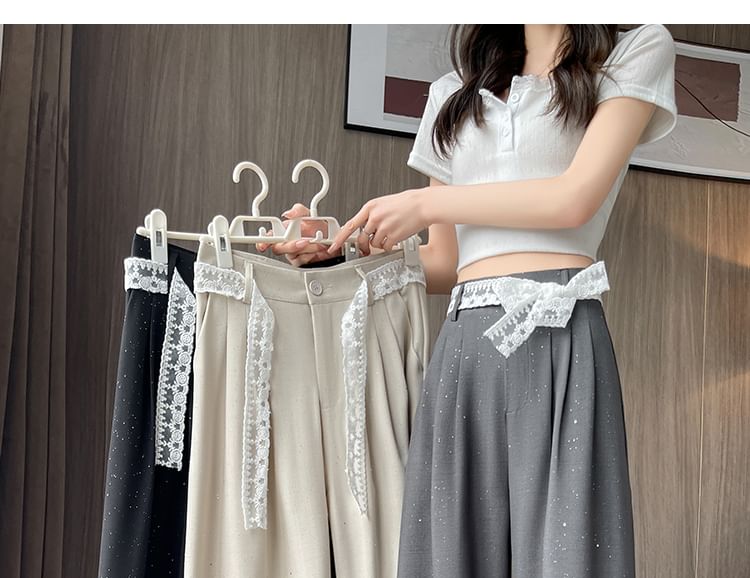 Pants Leg Designs) Wide Panel Lace (Various Sequin Waist Dress High