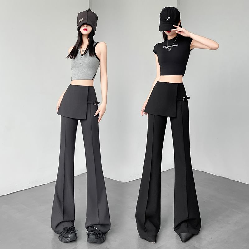 High Buckled Skirt Overlay Flared (Various Suit Designs) Waist Pants