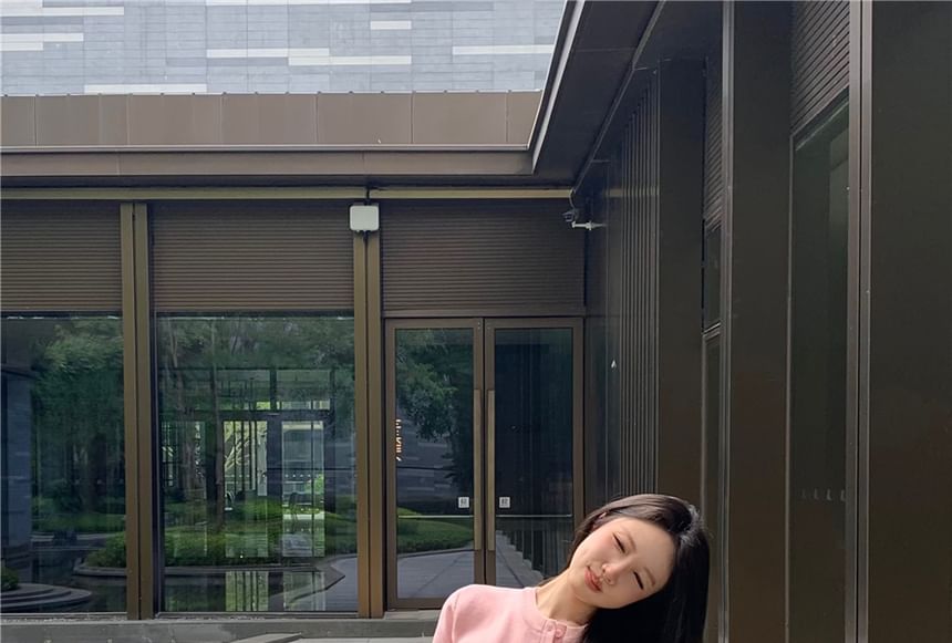 / Padded High Sweat V-Neck Plain Waist Panel Top Neck Lace Round Camisole Shorts Cardigan