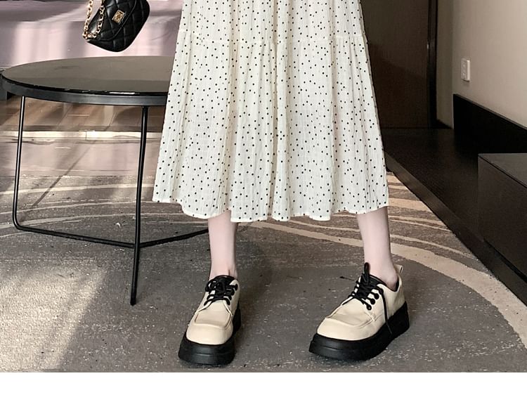 Skirt Midi A-Line Dotted Tiered Waist Elastic