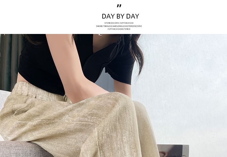 (Various Waist Print Wide Designs) Leg Pants Elastic