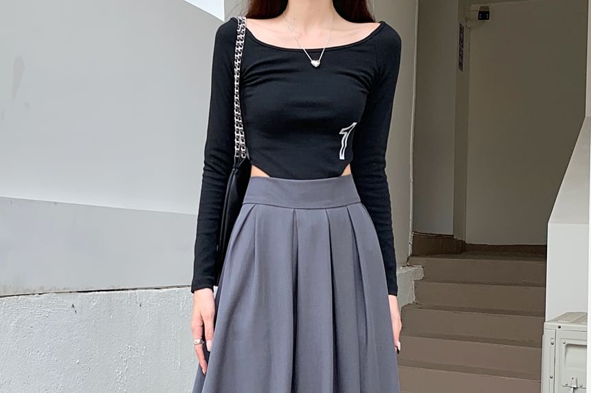 Pleated A-Line Rise Skirt Maxi Inverted High Plain