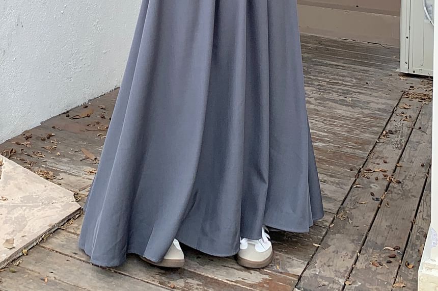 Pleated A-Line Rise Skirt Maxi Inverted High Plain