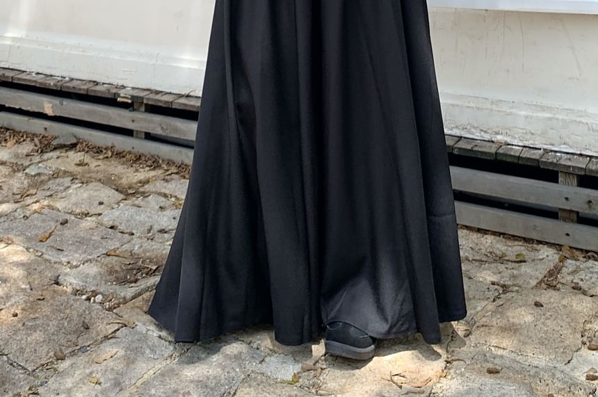 Pleated A-Line Rise Skirt Maxi Inverted High Plain