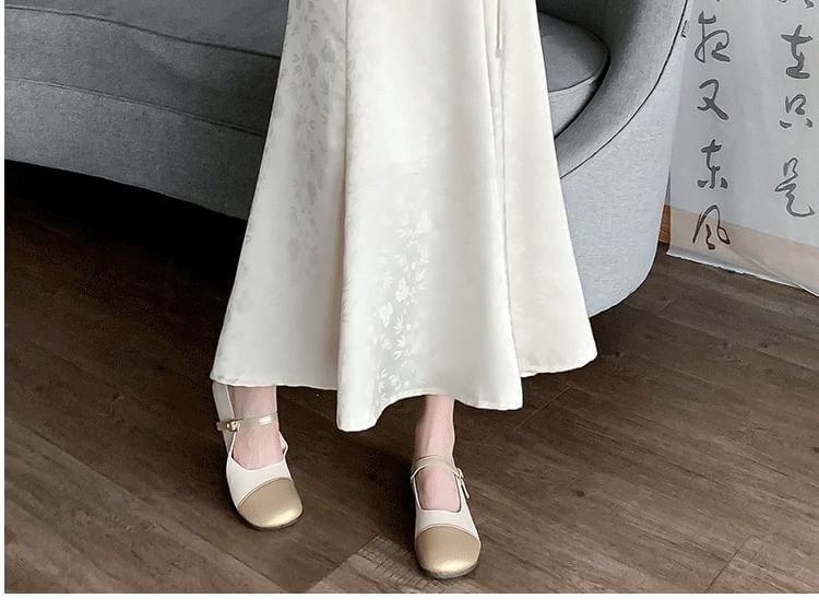 Waist Skirt Floral High Maxi A-Line