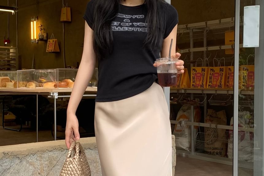 Plain H-Line Maxi Skirt High Rise