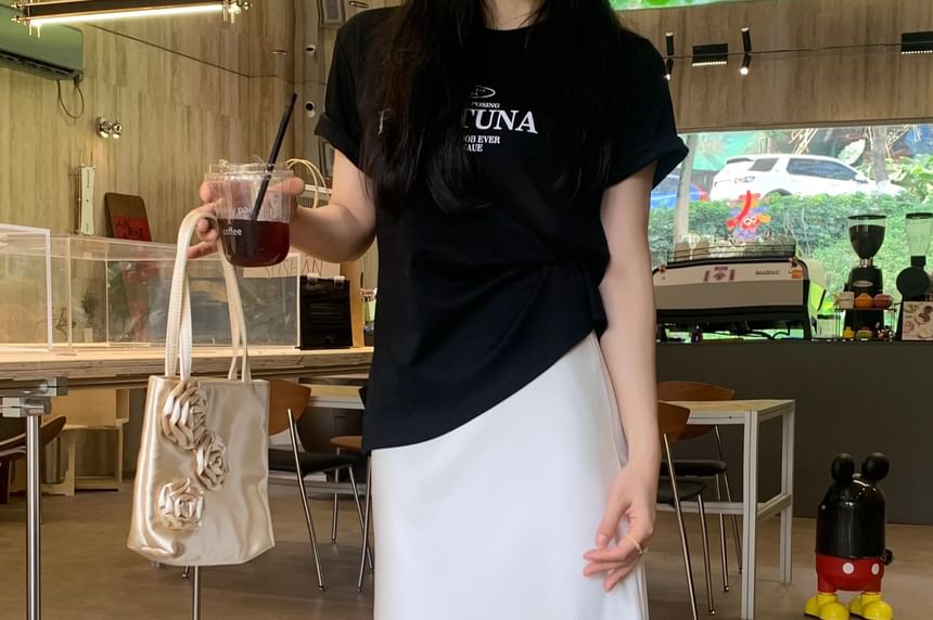 Plain H-Line Maxi Skirt High Rise