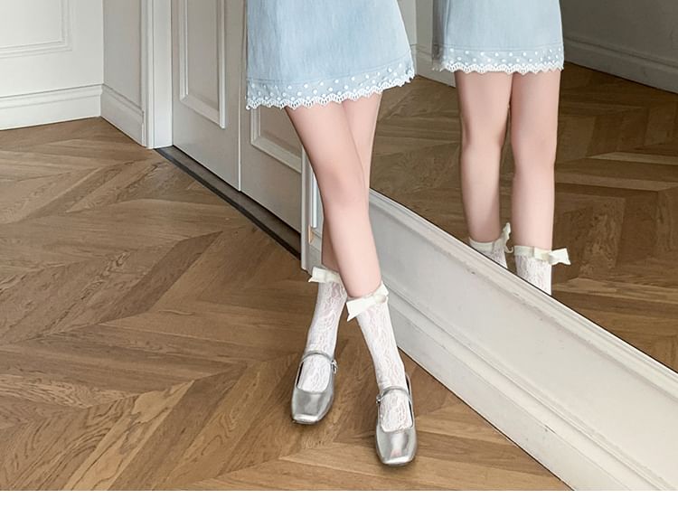 Mini Lace Skirt Waist Plain Trim High Pencil