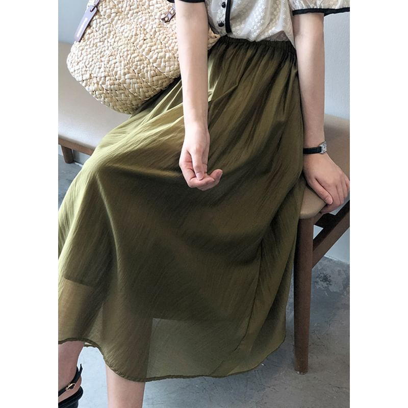 A-Line High Rise Midi Skirt Plain
