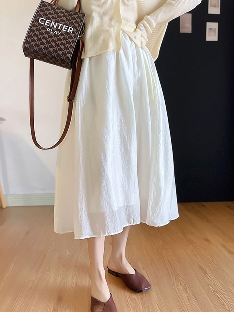 A-Line High Rise Midi Skirt Plain