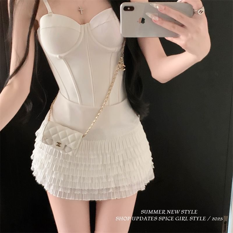 Rise Mini Lace Plain Pencil Skirt High Trim