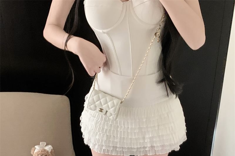 Rise Mini Lace Plain Pencil Skirt High Trim