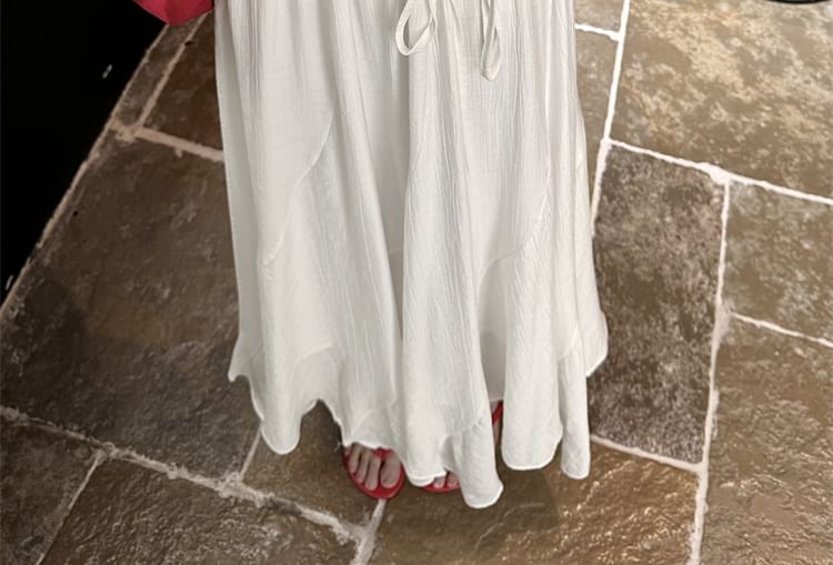 Plain A-Line High Skirt Asymmetrical Maxi Waist