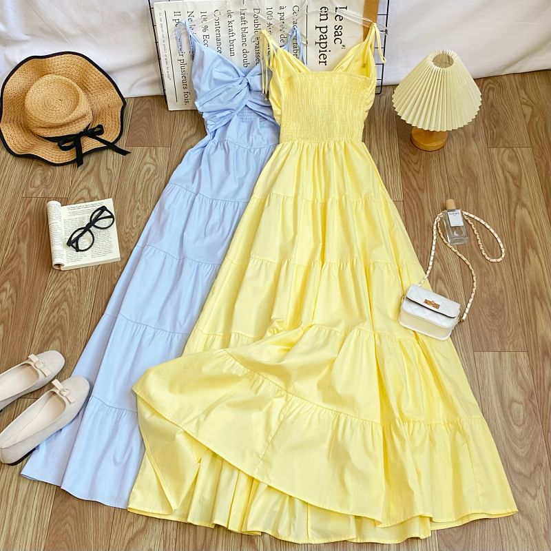 Knot Cutout Maxi Sundress with Thin Straps