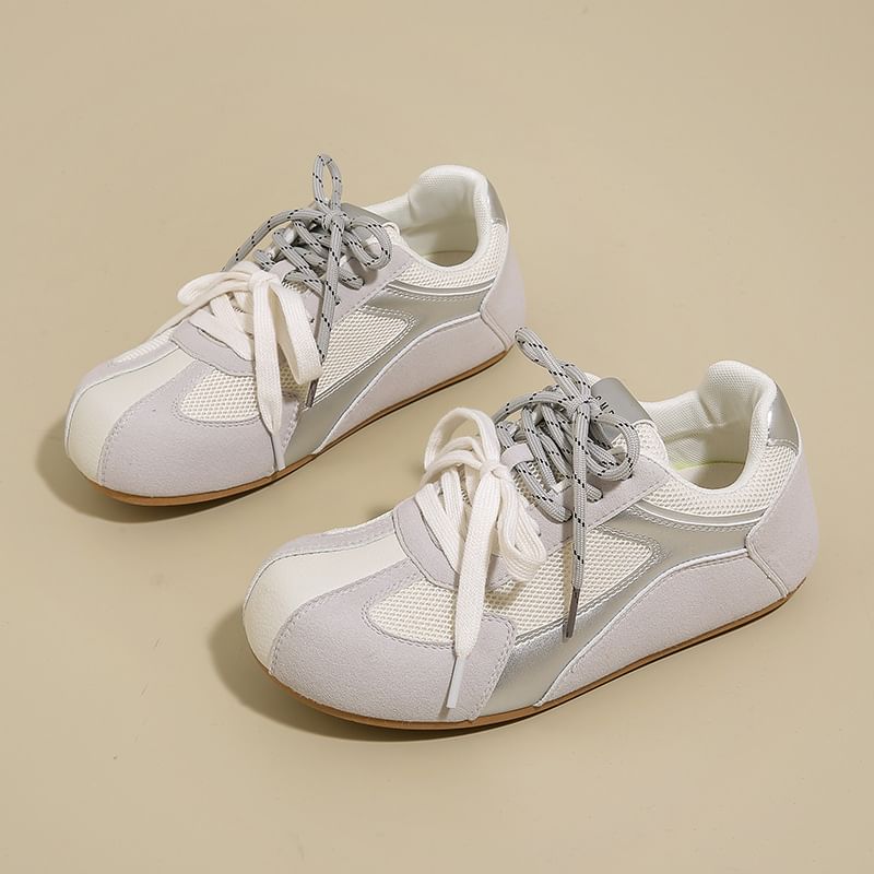 Mesh Panel Platform Sneakers