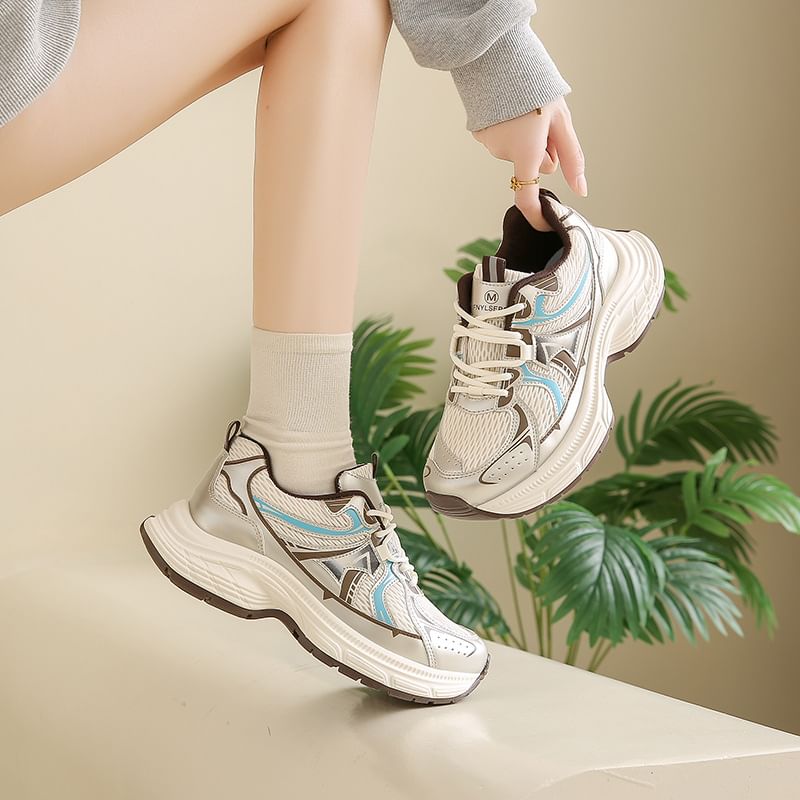 Panel Sneakers Platform Mesh
