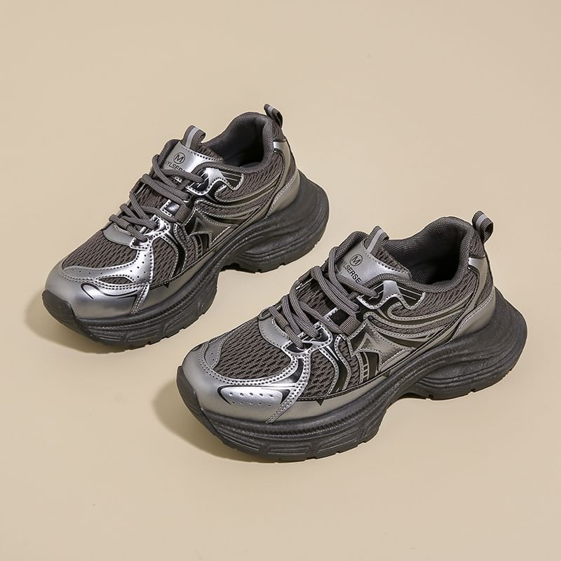 Panel Sneakers Platform Mesh