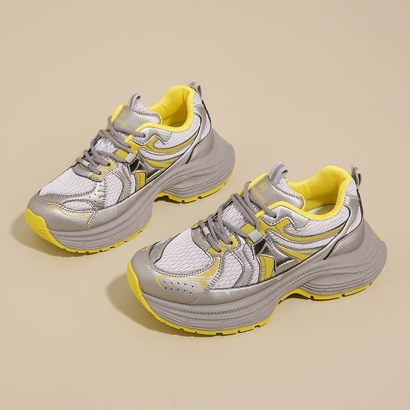 Panel Sneakers Platform Mesh