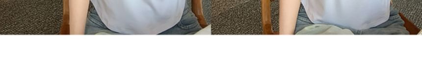 T-Shirt Ruched Short-Sleeve V-Neck Plain