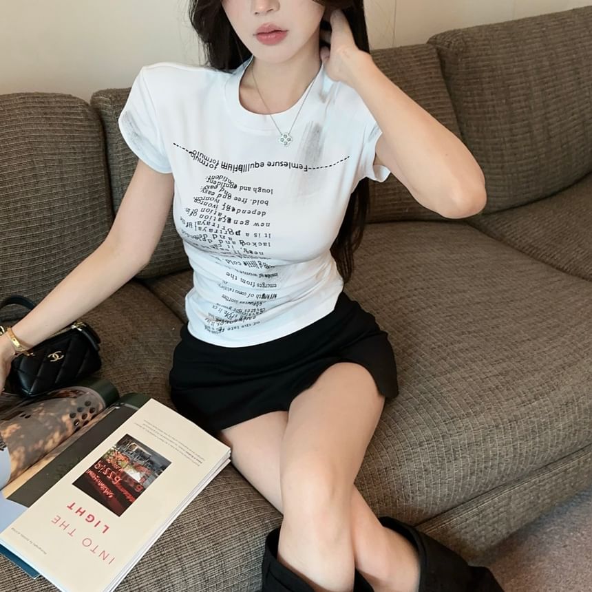 Short-Sleeve Tee Crew Lettering Slim Fit Neck