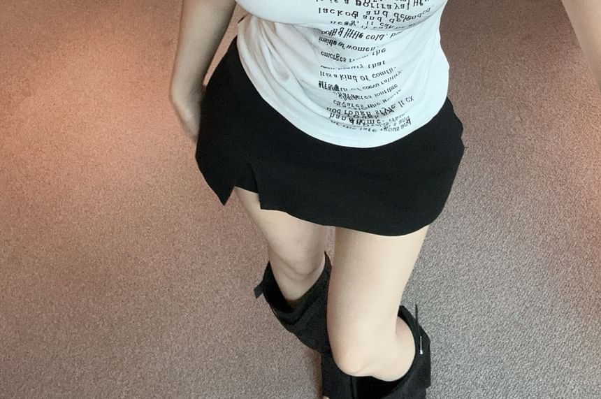 Short-Sleeve Tee Crew Lettering Slim Fit Neck