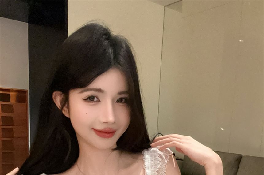 Padded Bow Fit Lace Camisole Top Panel Slim Fringed