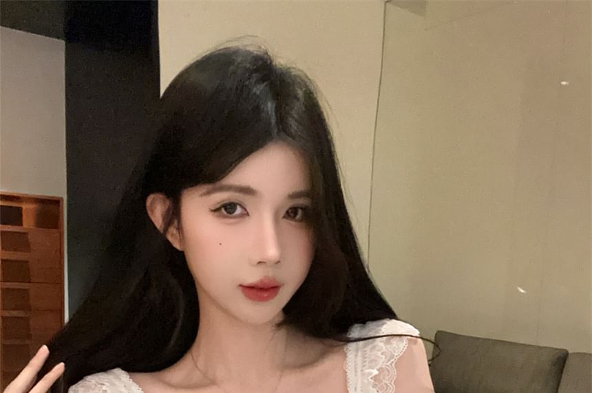 Padded Bow Fit Lace Camisole Top Panel Slim Fringed