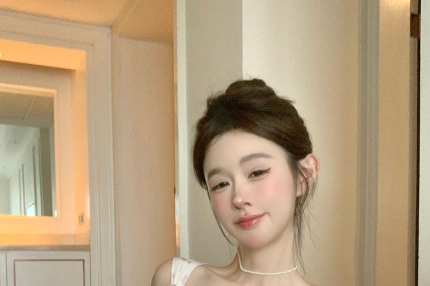 Top Bow Floral Fit Camisole Slim