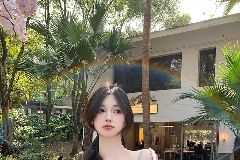 Cami Trim Fit Padded Twist Slim Lace Top