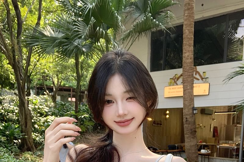 Cami Trim Fit Padded Twist Slim Lace Top