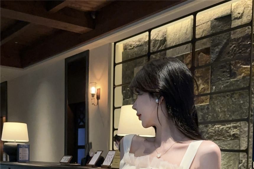 Slim Sequin Tank Butterfly Top Fit Padded Crop Panel Mesh