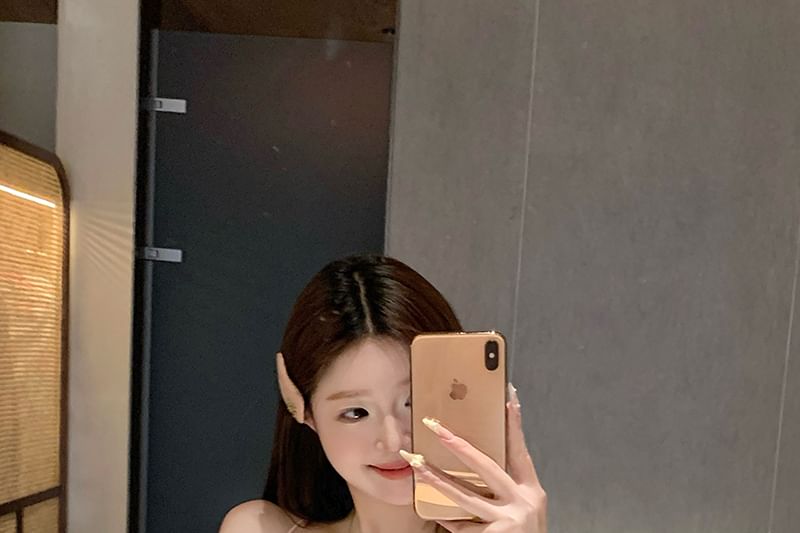 Bow Top Panel Camisole Slim Fit Halter Beaded Lace